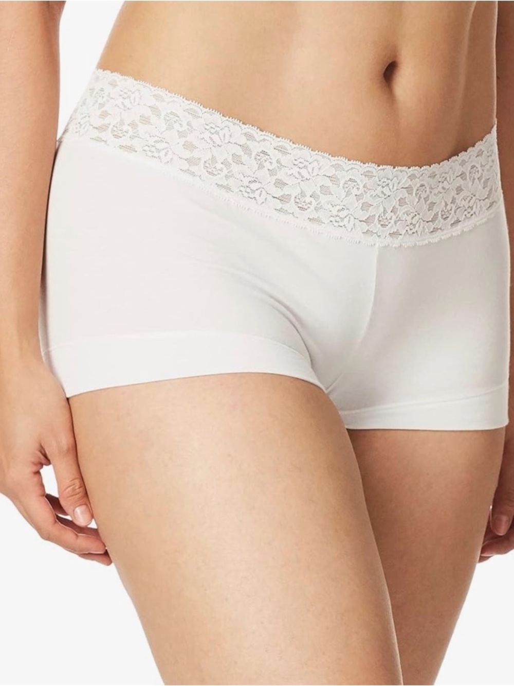 Maidenform Dream Cotton with Lace Boyshort White Underwear Size S